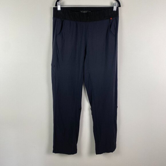 Betabrand Pull On Stretch Pants Size Large Black Blue Pockets Nylon Straight Leg - Picture 1 of 11